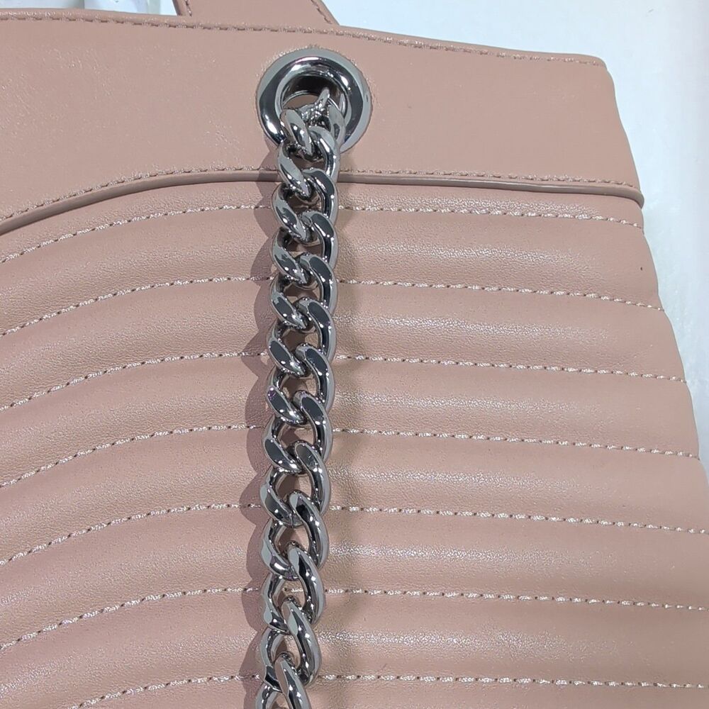 Rebecca Minkoff Brown Quilted Satchel Top Handle Bag Silver Hardware Chain Strap - Picture 3 of 14